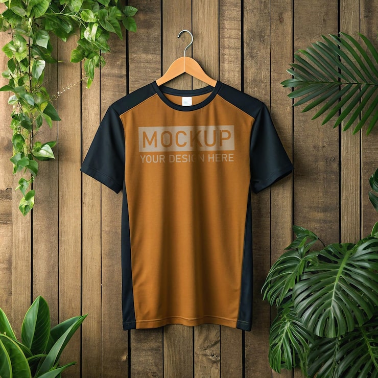 PSD hnědo-černé tričko – mockup