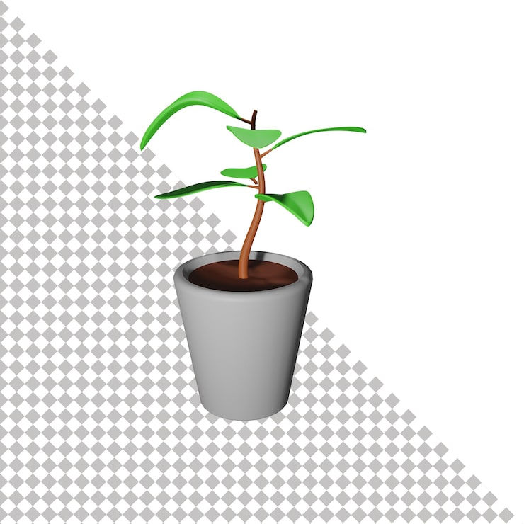 PSD ícone 3d de plantas em vasos