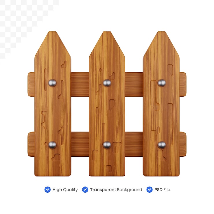PSD icône illustration 3d clôture en bois