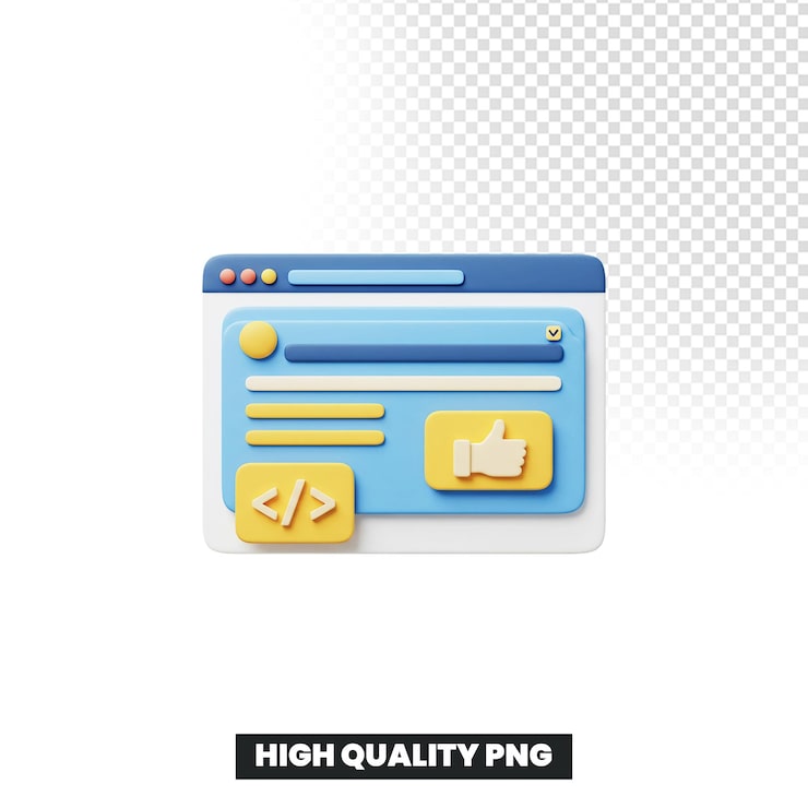 PSD icône d'interface de développement web de style dessin animé 3d