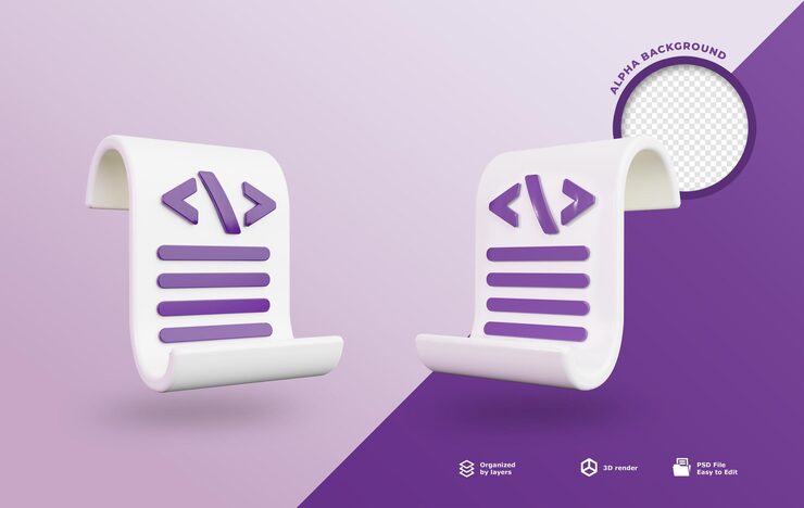 PSD icône de langage de programmation illustration 3d