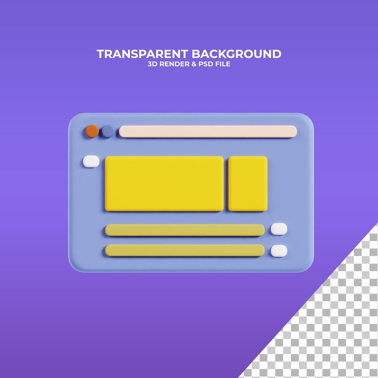 PSD icône web 3d avec fond violet dégradé