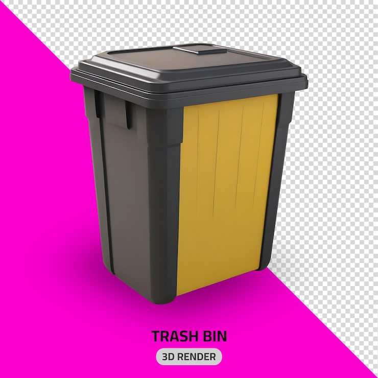 PSD el icono de la caja de basura de renderización 3d