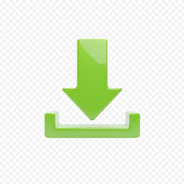 PSD icono de descarga 3d verde brillante