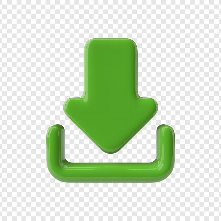 PSD icono de descarga 3d verde brillante