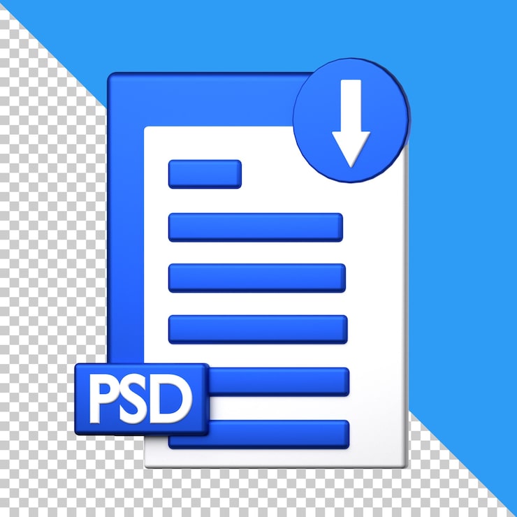 PSD el icono de descarga de archivo psd aislado en el fondo transparente