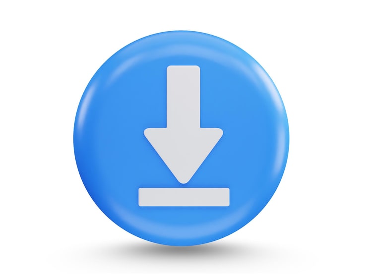PSD icono de descarga psd ilustración de vector de renderizado 3d