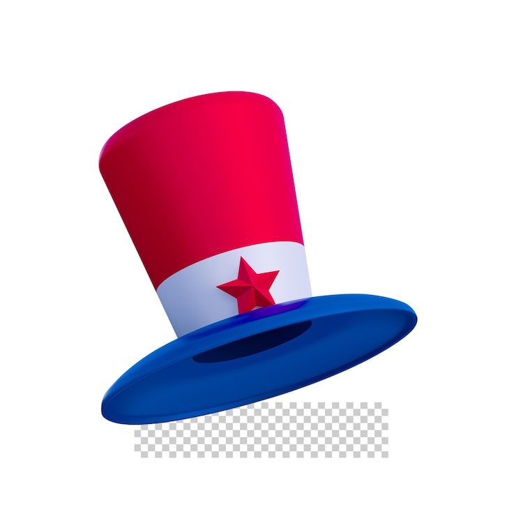 PSD icono especial del día de la independencia del sombrero 3d