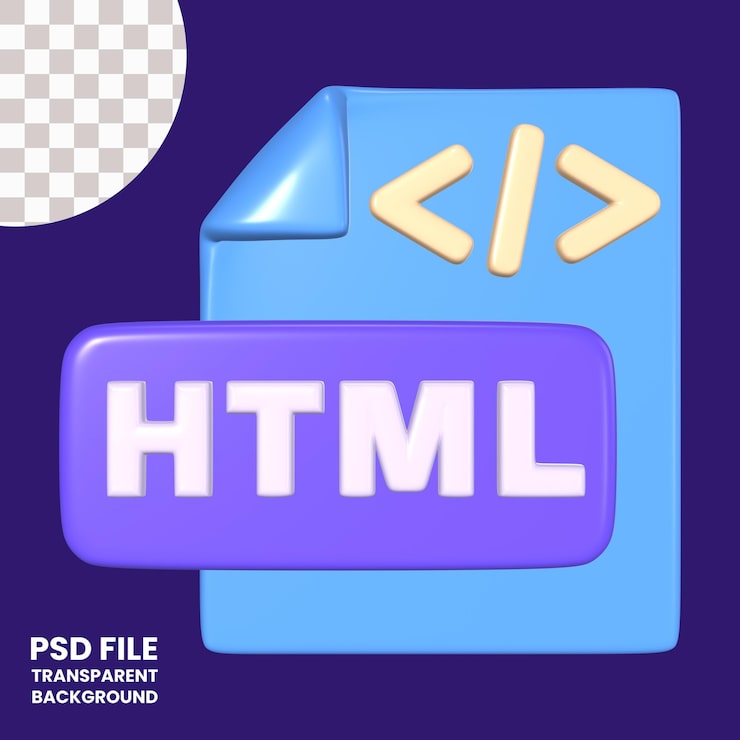 PSD ícono de ilustración del archivo html 3d
