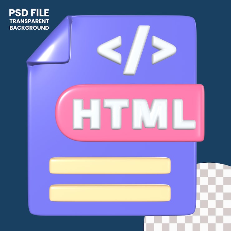PSD ícono de ilustración del archivo html 3d