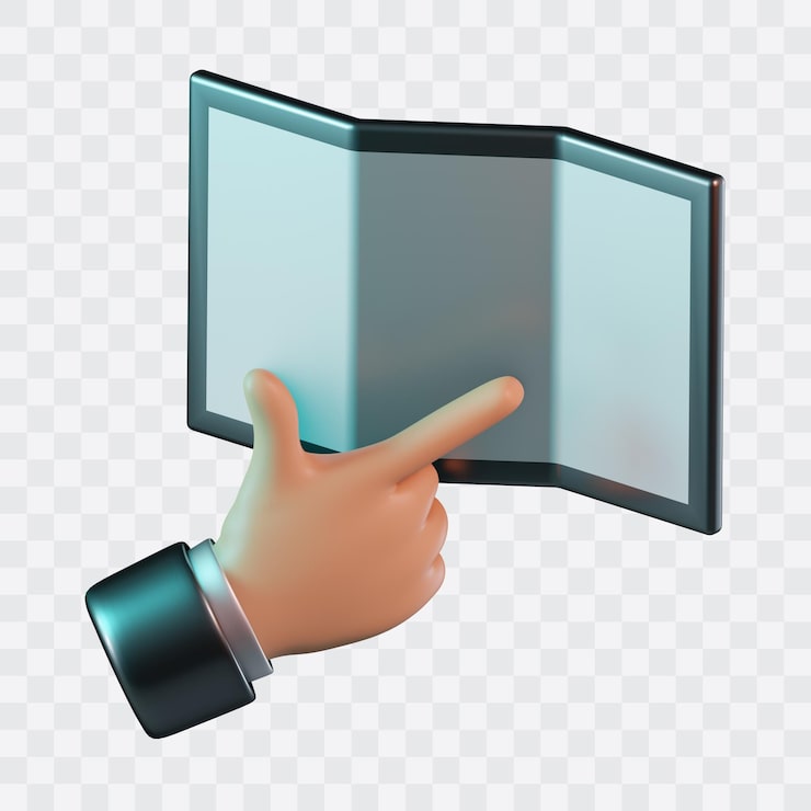PSD icono de la mano con mapas en 3d