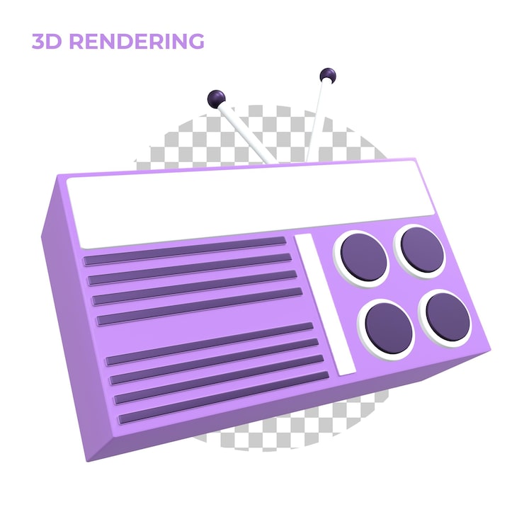 PSD icono de radio de renderizado 3d premium psd