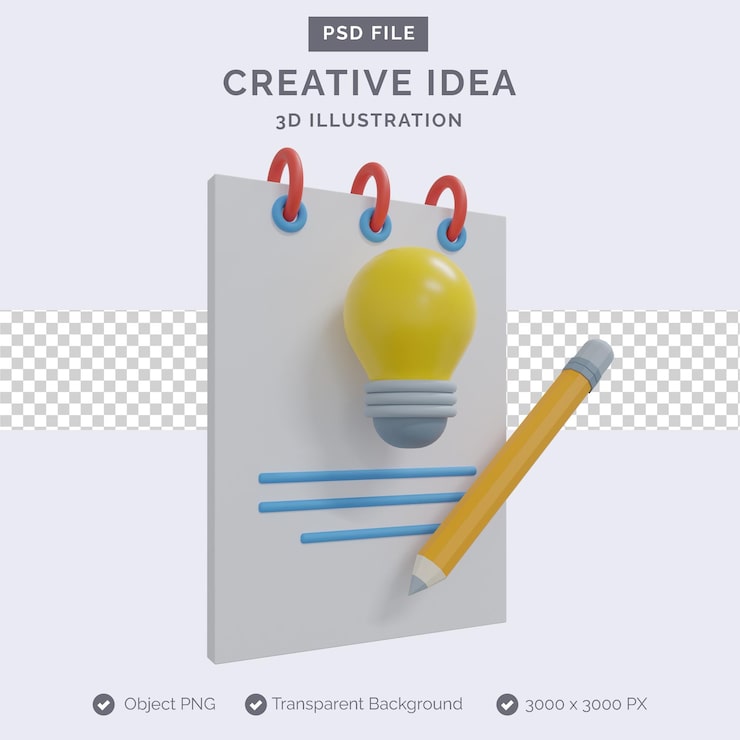 PSD idea creativa ilustración 3d