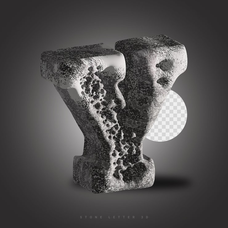 PSD una identificación de letra de piedra con un círculo blanco en la parte inferior.