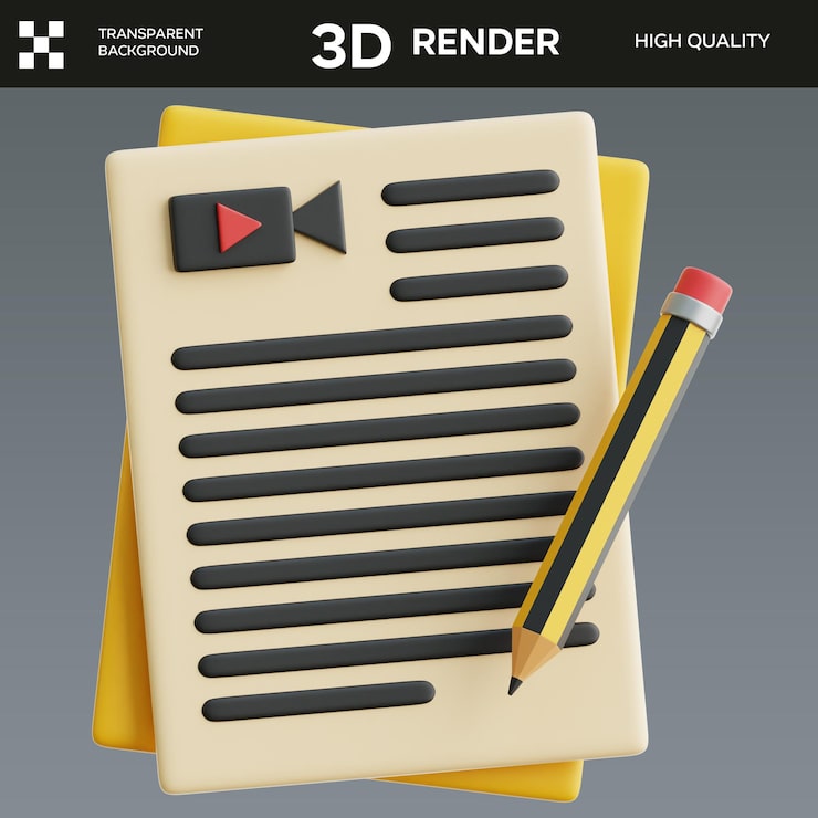 PSD illustration 3d de scénario de film psd