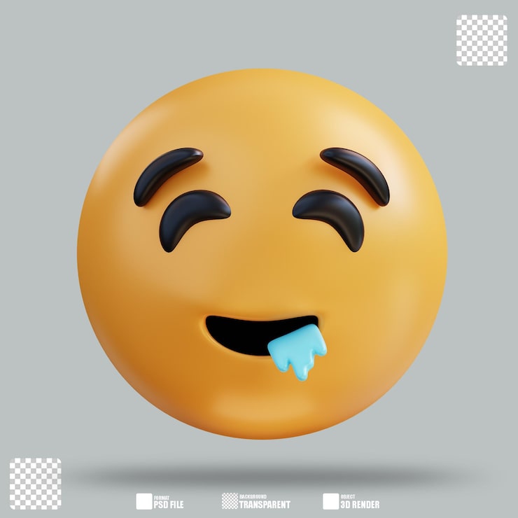 PSD ilustração 3d de cara de salivação