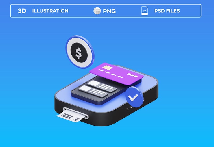 PSD ilustração 3d de pagamento por telefone psd