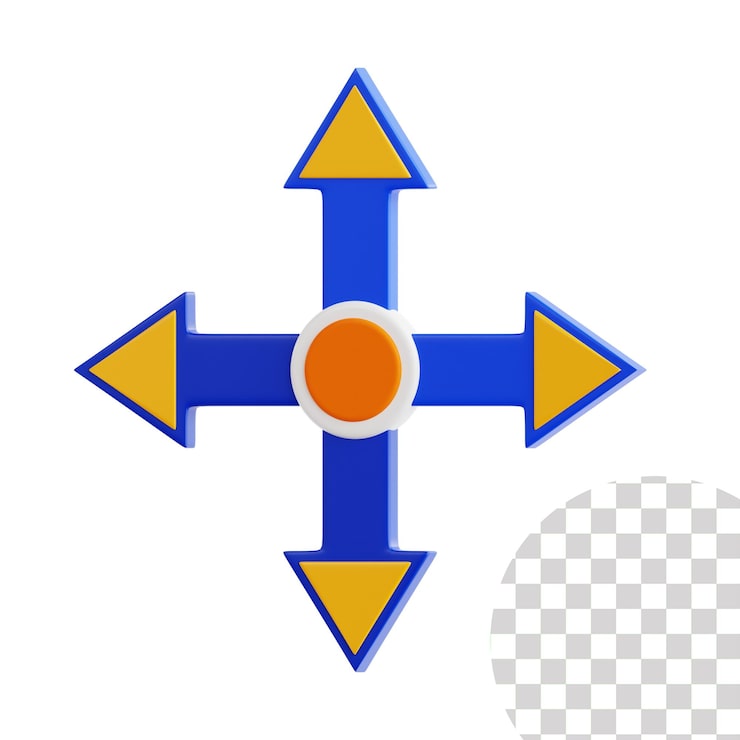 PSD ilustração 3d de quatro vias