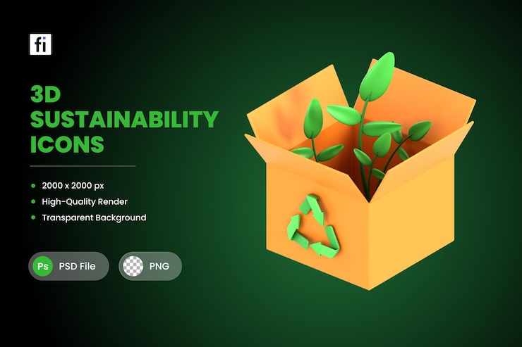 PSD ilustração 3d embalagem ecológica sustentável