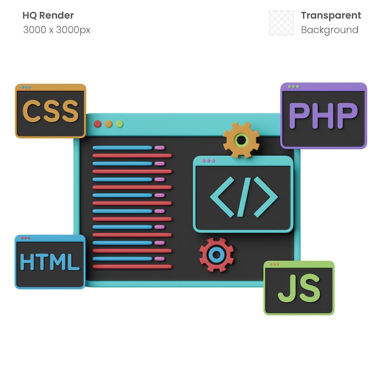 PSD ilustración 3d de desarrollo web