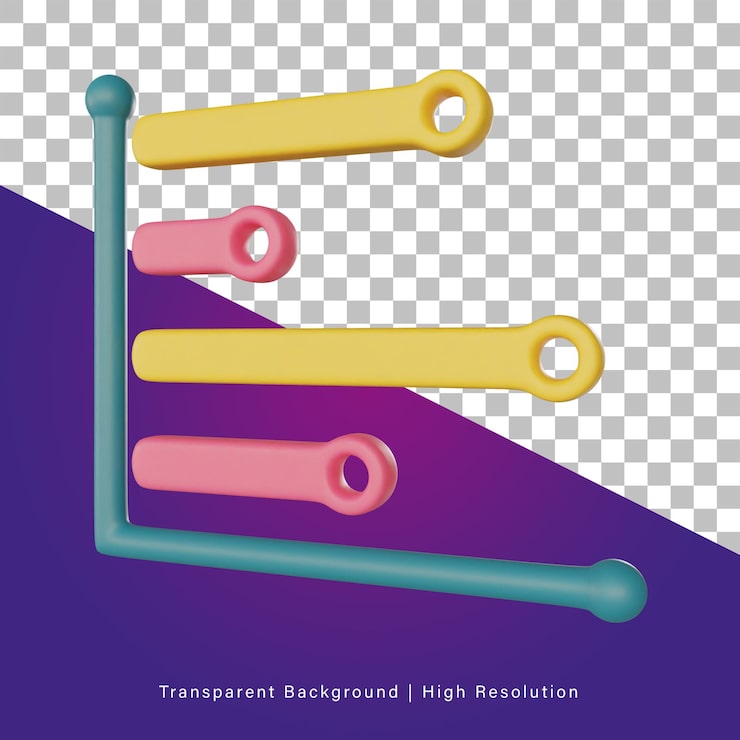 PSD ilustración 3d de gráfico de barras
