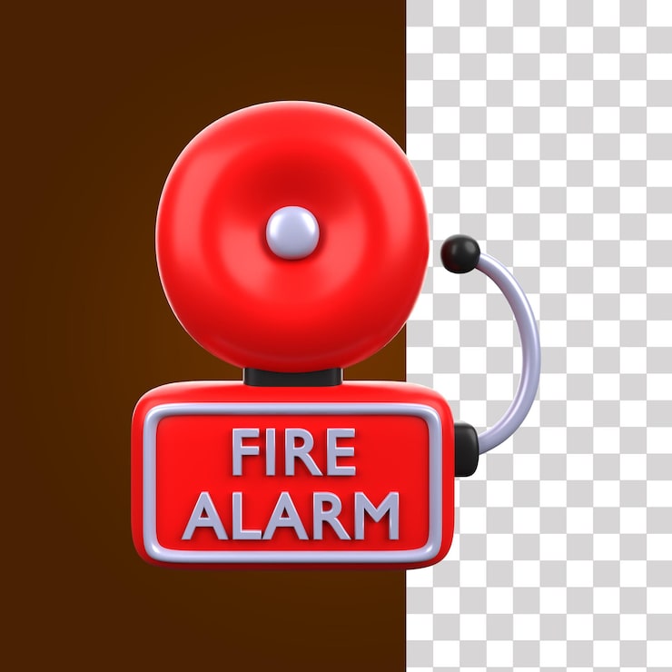 PSD ilustración de alarma de incendio 3d