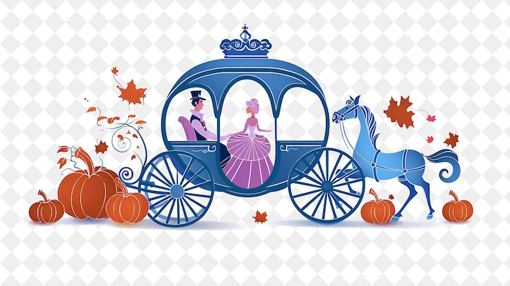 PSD una ilustración de un carruaje con una mujer y un caballo