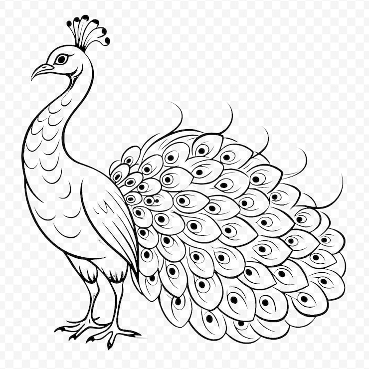 PSD ilustración detallada de la línea de animales en un fondo transparente