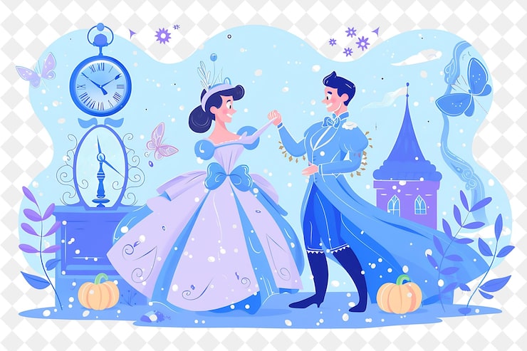 PSD una ilustración de dibujos animados de una pareja en un país de las maravillas de invierno