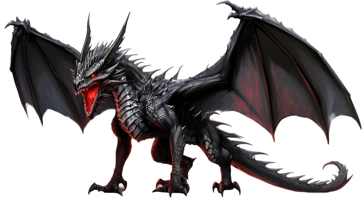 PSD ilustración del dragón negro