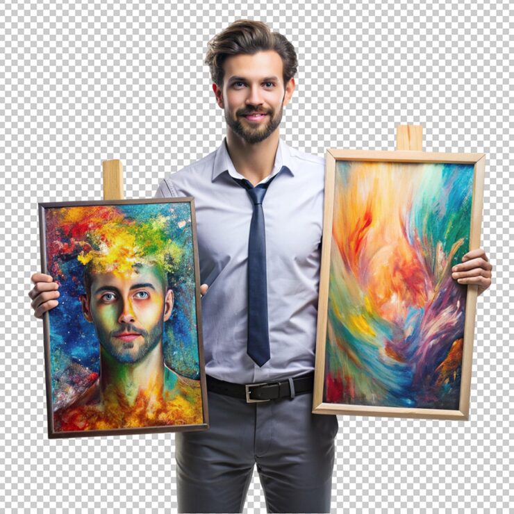 PSD ilustración de un ma y arte abstracto aislado en un fondo transparente