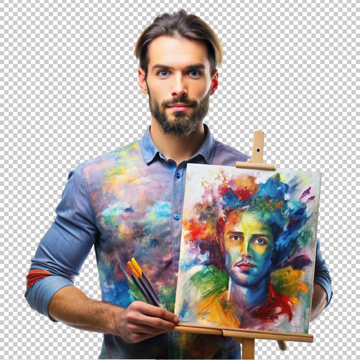 PSD ilustración de un ma y arte abstracto aislado en un fondo transparente