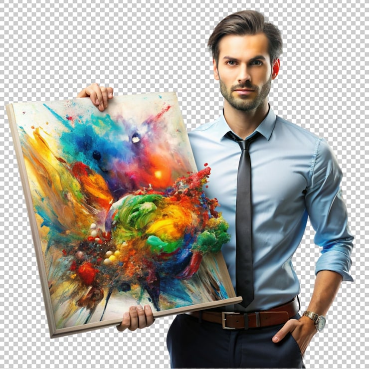 PSD ilustración de un ma y arte abstracto aislado en un fondo transparente