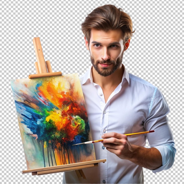 PSD ilustración de un ma y arte abstracto aislado en un fondo transparente