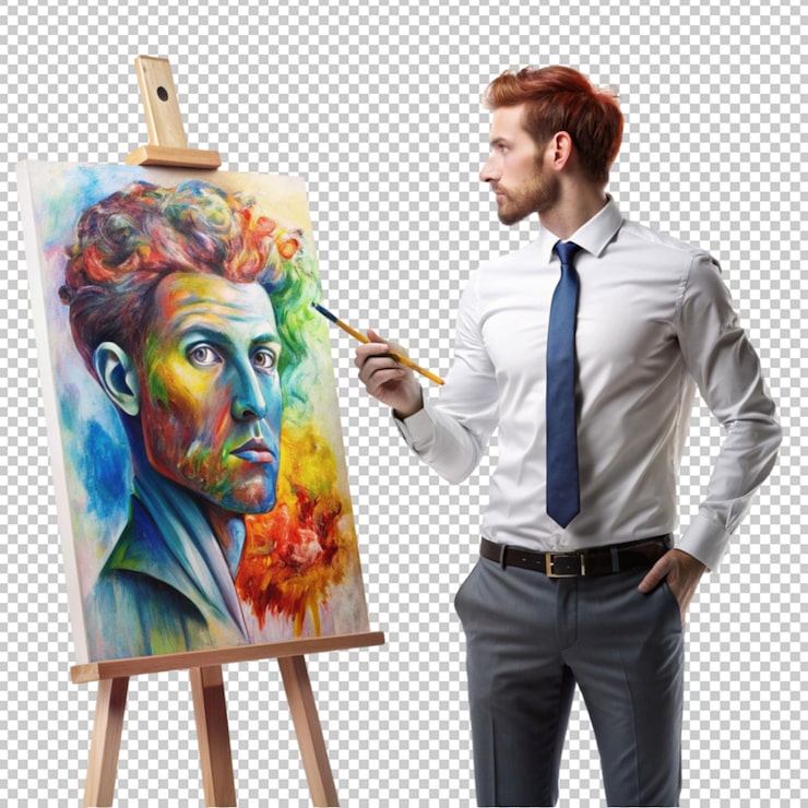 PSD ilustración de un ma y arte abstracto aislado en un fondo transparente