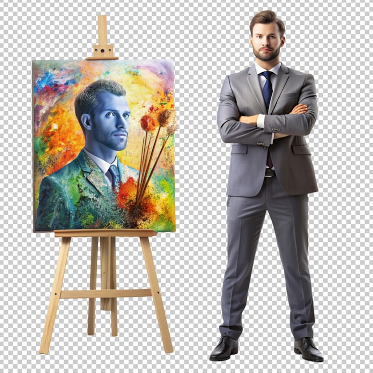 PSD ilustración de un ma y arte abstracto aislado en un fondo transparente