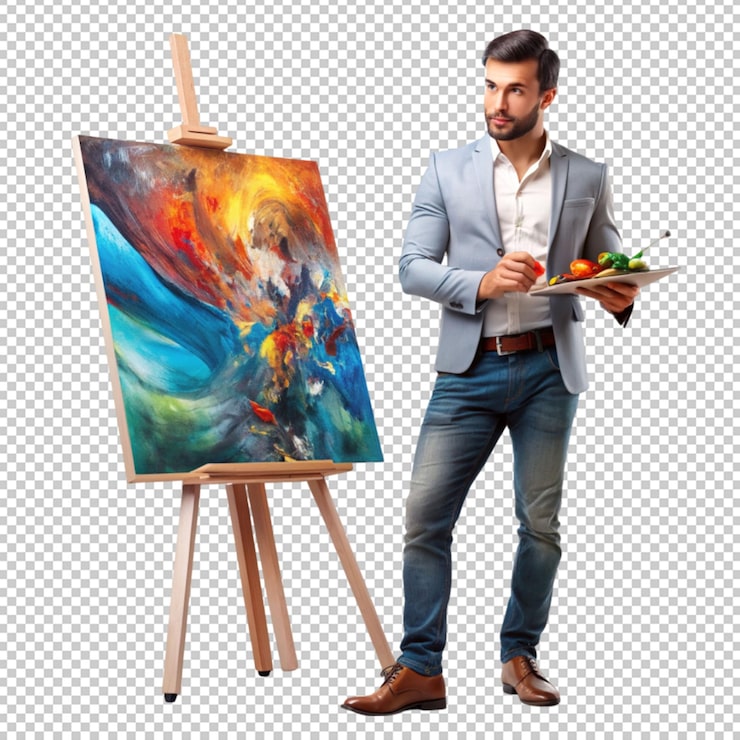 PSD ilustración de un ma y arte abstracto aislado en un fondo transparente