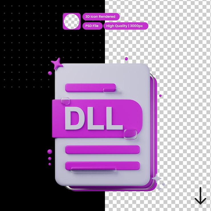 PSD ilustración psd 3d del formato dll
