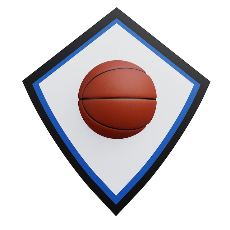 PSD ilustrasi 3d dari ikon perisai bola basket