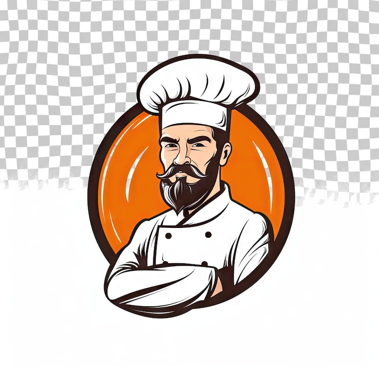 PSD ilustrasi vektor template logo topi koki terisolasi pada latar belakang transparan