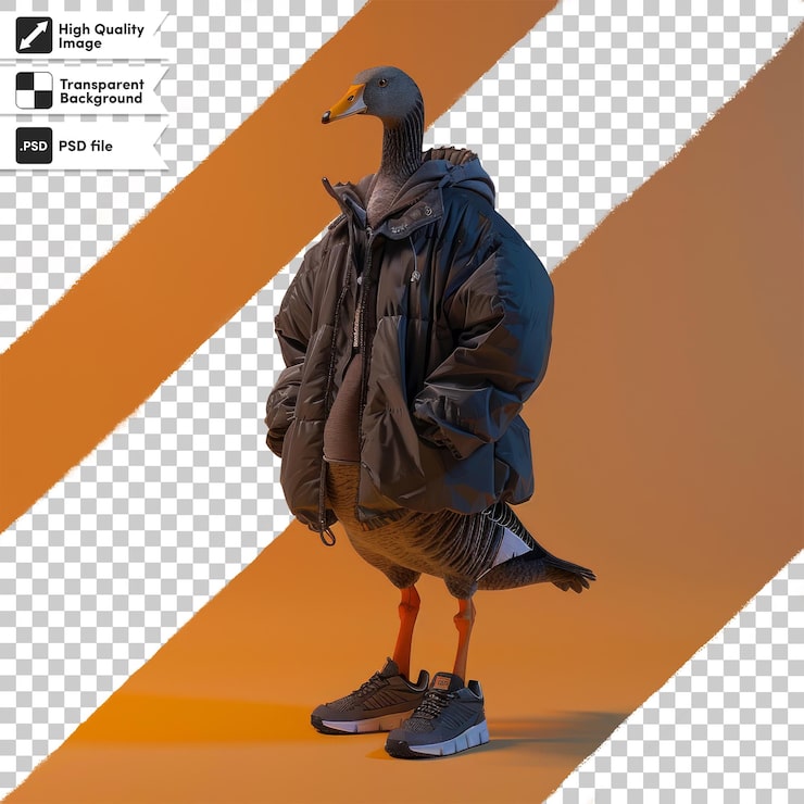 PSD una imagen de un ganso con un fondo naranja con un diseño negro y naranja