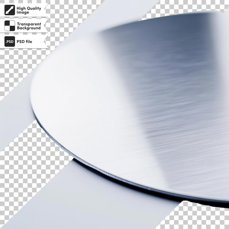 PSD una imagen de una pieza de plata de metal con las palabras la palabra en él