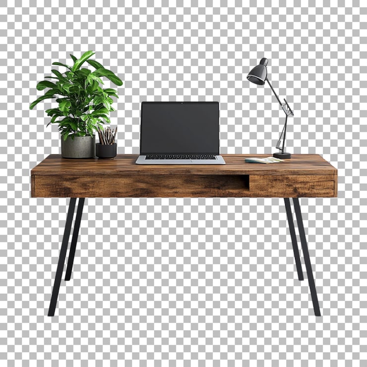 PSD imagen transparente o png de una mesa de estudio de madera