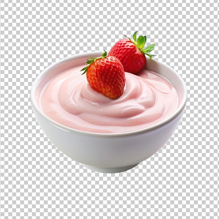 PSD iogurte de morango em fundo branco
