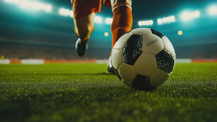 PSD jugador de fútbol pateando la pelota