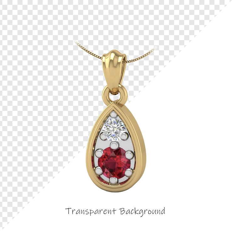 PSD kalung emas dengan desain bunga di atasnya
