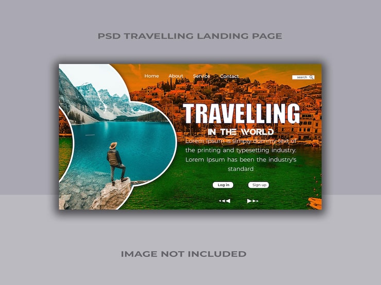 PSD landing page-design für reisen und touren