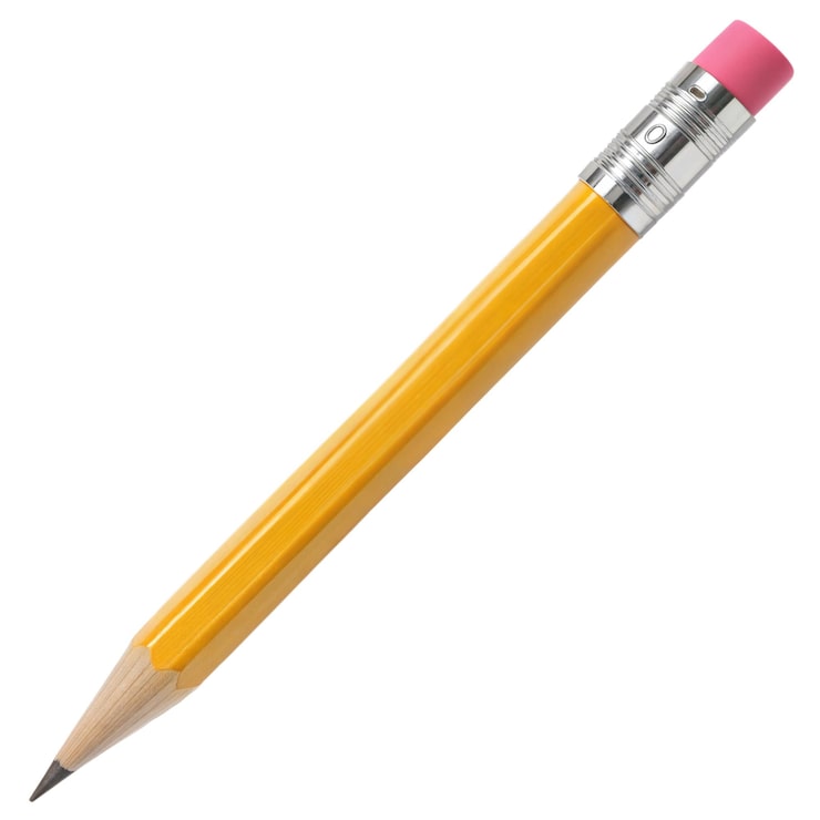 PSD lápiz amarillo clásico con goma de borrar rosa