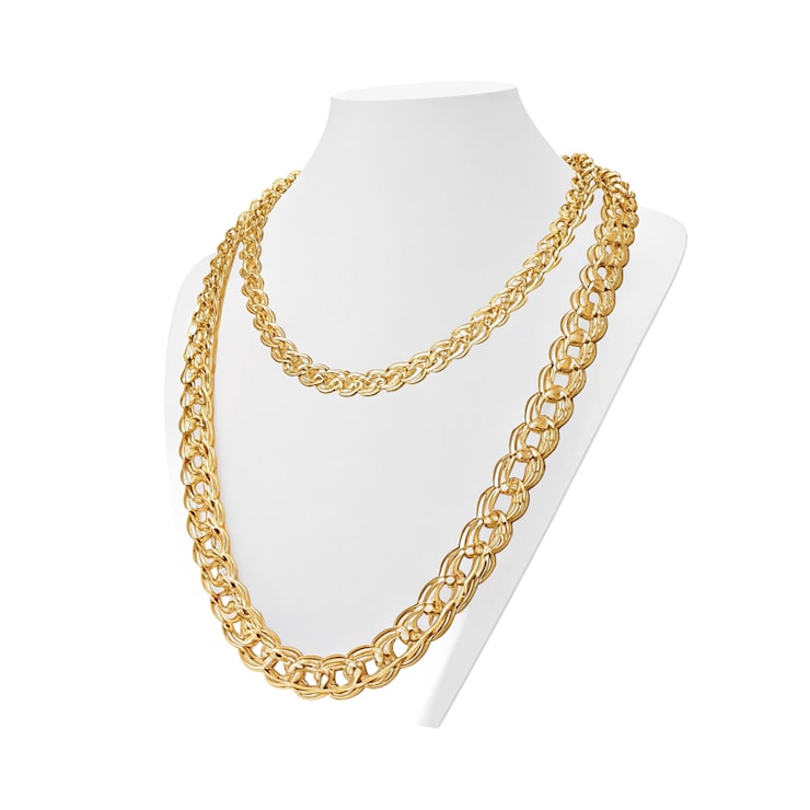 PSD un lujoso collar de oro se exhibe en una elegante joyería mostrando su intrincado diseño