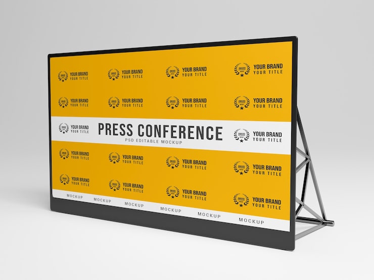 PSD maqueta de banner de conferencia de prensa
